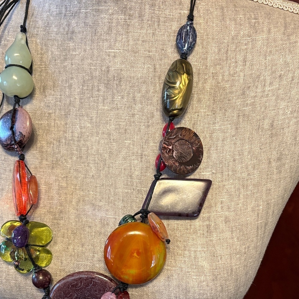 Vintage Teresa Goodall Multicolor Beaded Necklace - Picture 2 of 8